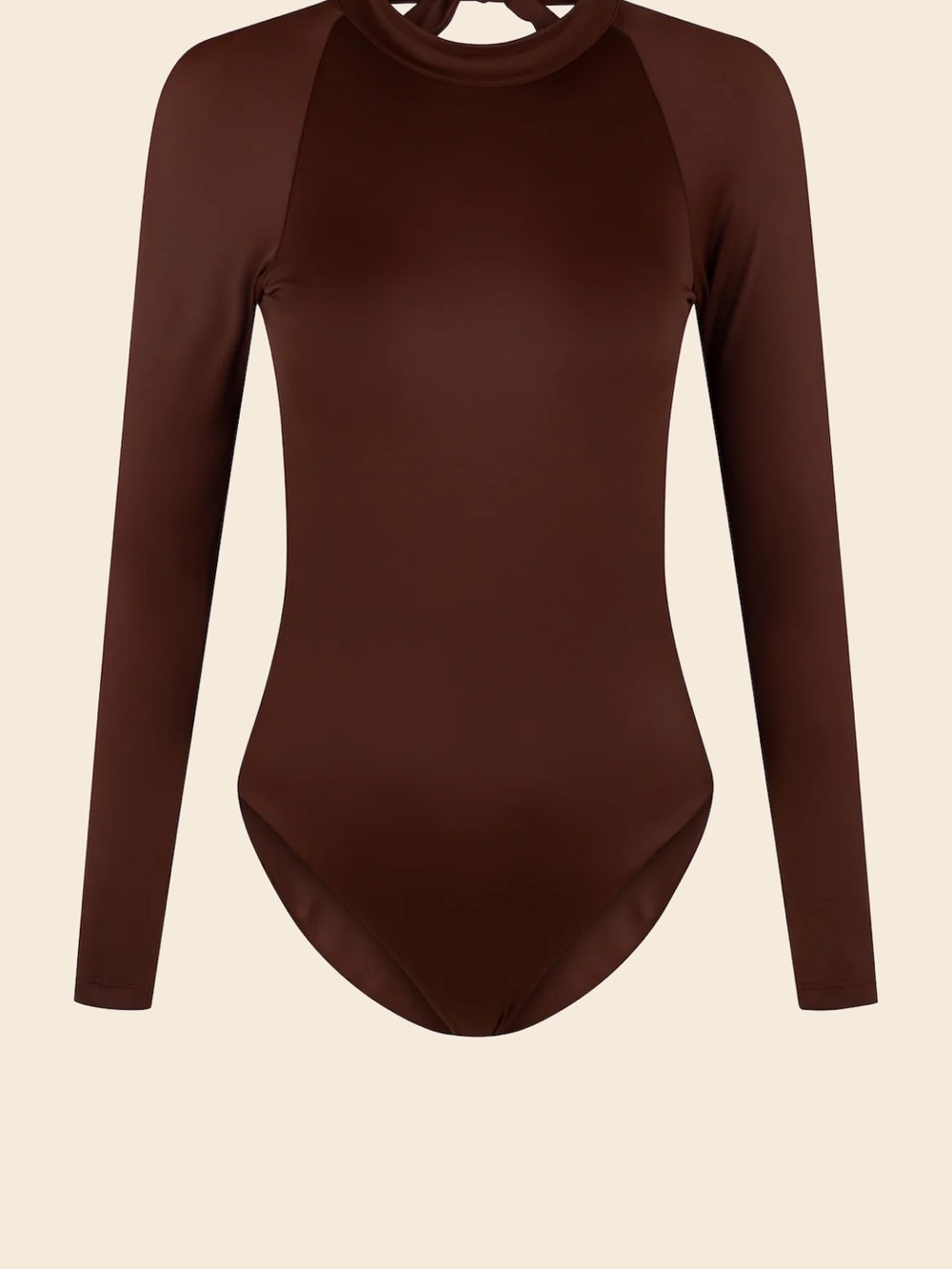 Long-Sleeve Chocolate One-Piece Swimsuit